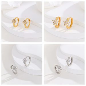 Temperament Simple Flower Earrings Micro-Encrusted Zircon Fashion Earrings for Women