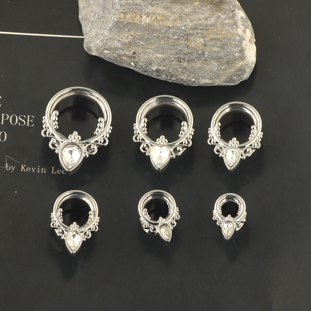 Stainless Steel Auricle Horn Ear Expander - 16mm Rose Gold Retro Crown Shape Drop Resin-Free Body Jewelry - Image 2