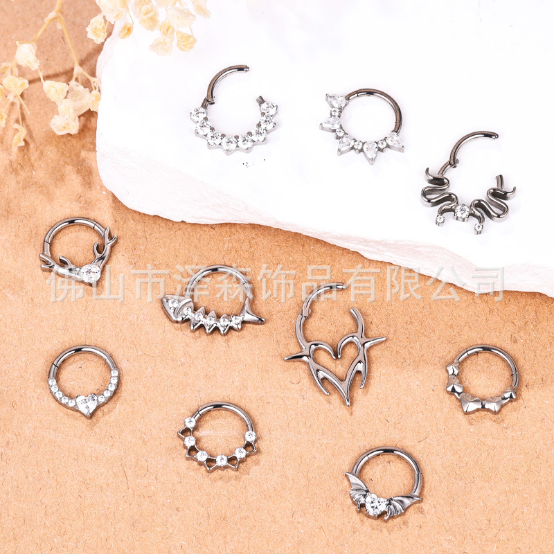 F136 Titanium Alloy Nose Ring with Diamonds - Seamless Nose Stud Hypoallergenic Body Piercing Jewelry - Image 2