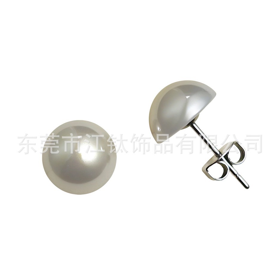 G23 Titanium Ear Stud with Embossed Mabe Pearl Butterfly Clasp - 0.8x10x12mm Cartilage Piercing Jewelry - Image 5