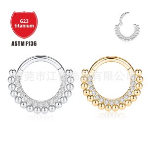 G23 Titanium Nose Ring with 5A Zircon Inlay Ball - ASTM F136 Body Piercing Jewelry