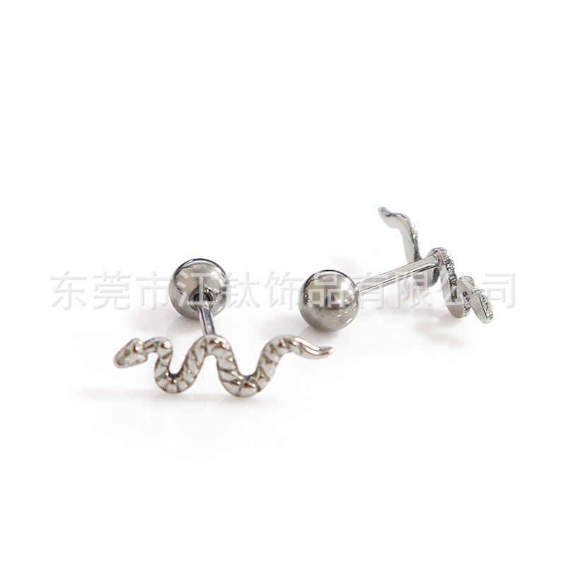 F136 Titanium Ear Studs Snake-Shaped Ball Earrings Cross-Border Hot Sale G23 Titanium Alloy Body Piercing Ear Bone Nails - Image 4