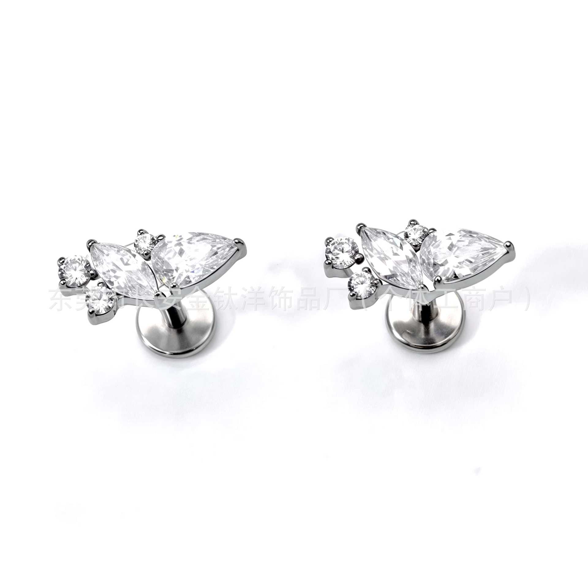 F136 Titanium Geometric Stud Earrings with 5A Zirconia - G23 Titanium Alloy Piercing Jewelry Ear Bone Studs - Image 2