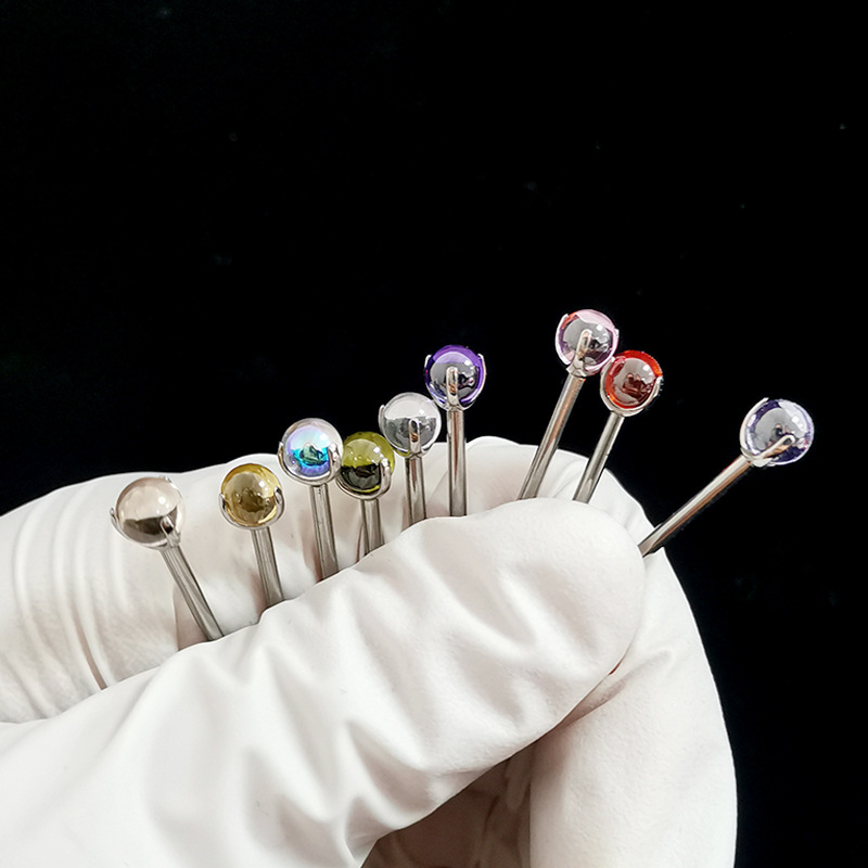 F136 Tongue Nail Inner Thread Double Headed Straight Rod Three-Claw Zircon Ball G23 Titanium Alloy Piercing Jewelry Ear Bridge - Image 2