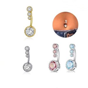 Stainless Steel Gold Belly Button Ring with CZ Leaf Dangle Navel Piercing Jewelry Wholesale