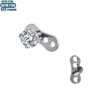 F136 Titanium Implant Nail Zircon Internal Thread Skin Implant Piercing Jewelry Unisex