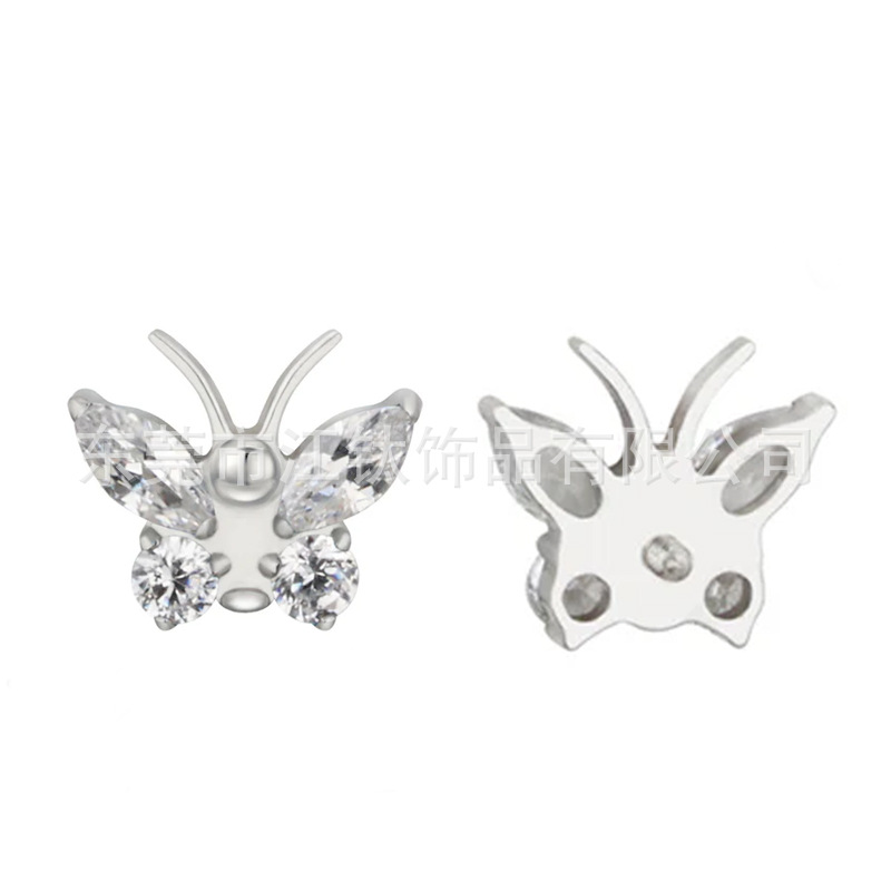 G23 Titanium Butterfly Ear Stud with Zircon Inlay for Cartilage Piercing - Image 5