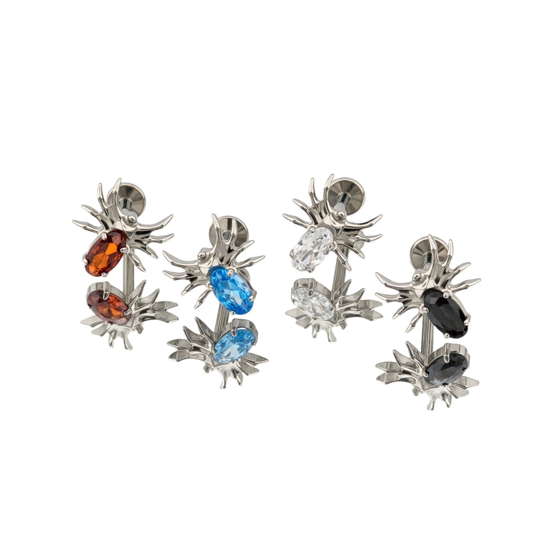 F136 Titanium Spider Zircon Inner Tooth Thread Cartilage Earring Stud for Helix Tragus Body Piercing Jewelry - Image 2