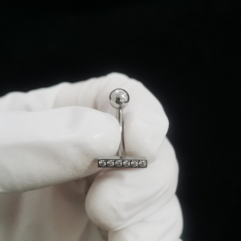 F136 Titanium Navel Ring Curved Barbell with Zircon Ball G23 Titanium Alloy Body Piercing Belly Button Ring - Image 4