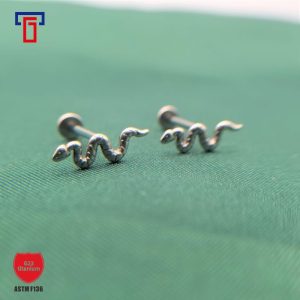 G23 Titanium Serpentine Lip Labret Stud - Anodized Snake Shape Lip Ring for Lip Piercing