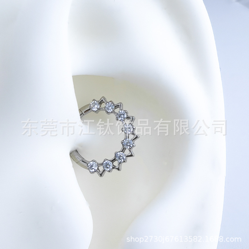 G23 Titanium Nose Ring Inlaid with Zircon - Cross-Border Body Piercing Jewelry Ear Bone Nails 1.2x8mm 24K Gold - Image 4
