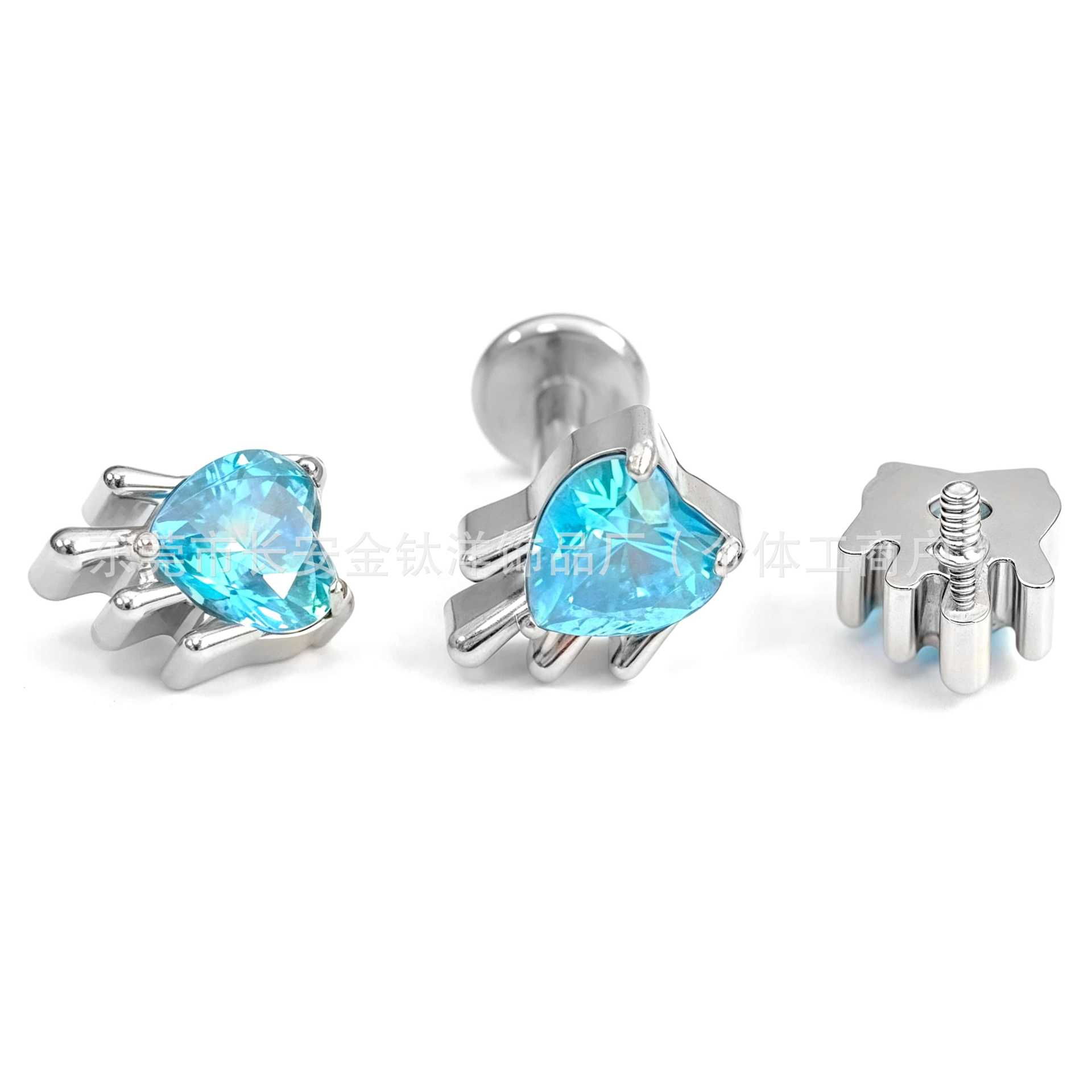 F136 Titanium Internal Thread Liquid Heart Earrings Lip Nails Nose Nails Ear Bone Nails G23 Titanium Alloy Body Piercing Jewelry - Image 2