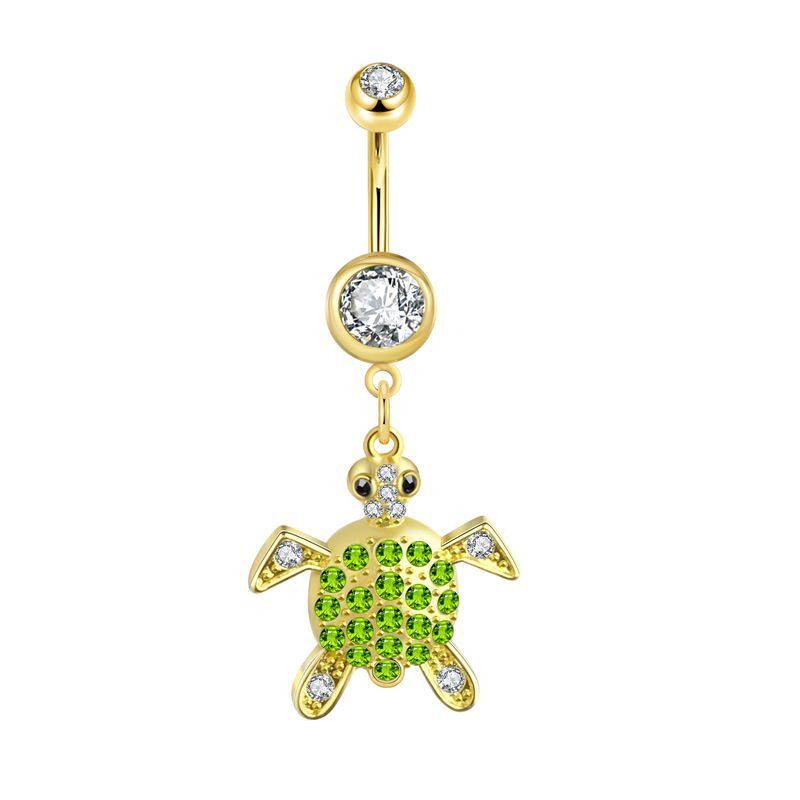 Gold Star Navel Ring 316L Surgical Steel Belly Button Piercing Jewelry Dangle CZ - Image 4
