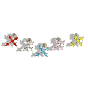 F136 Titanium Alloy Tanager Retro Dark Style Cross Zircon Earrings Ear Bone Nail Body Piercing Jewelry Head