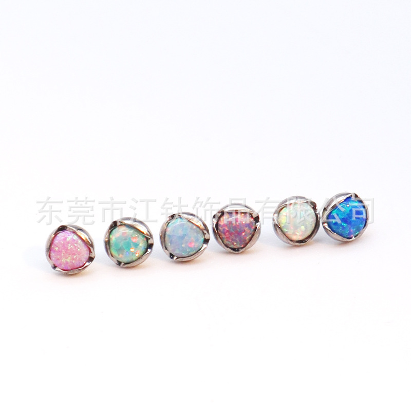 F136 Titanium Lip Stud Opal Water Wave Edge Labret Piercing Jewelry - Image 5
