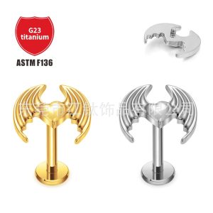 G23 Titanium Heart Ear Bone Nail - Gold N2 1.2x10mm Polished Cartilage Stud