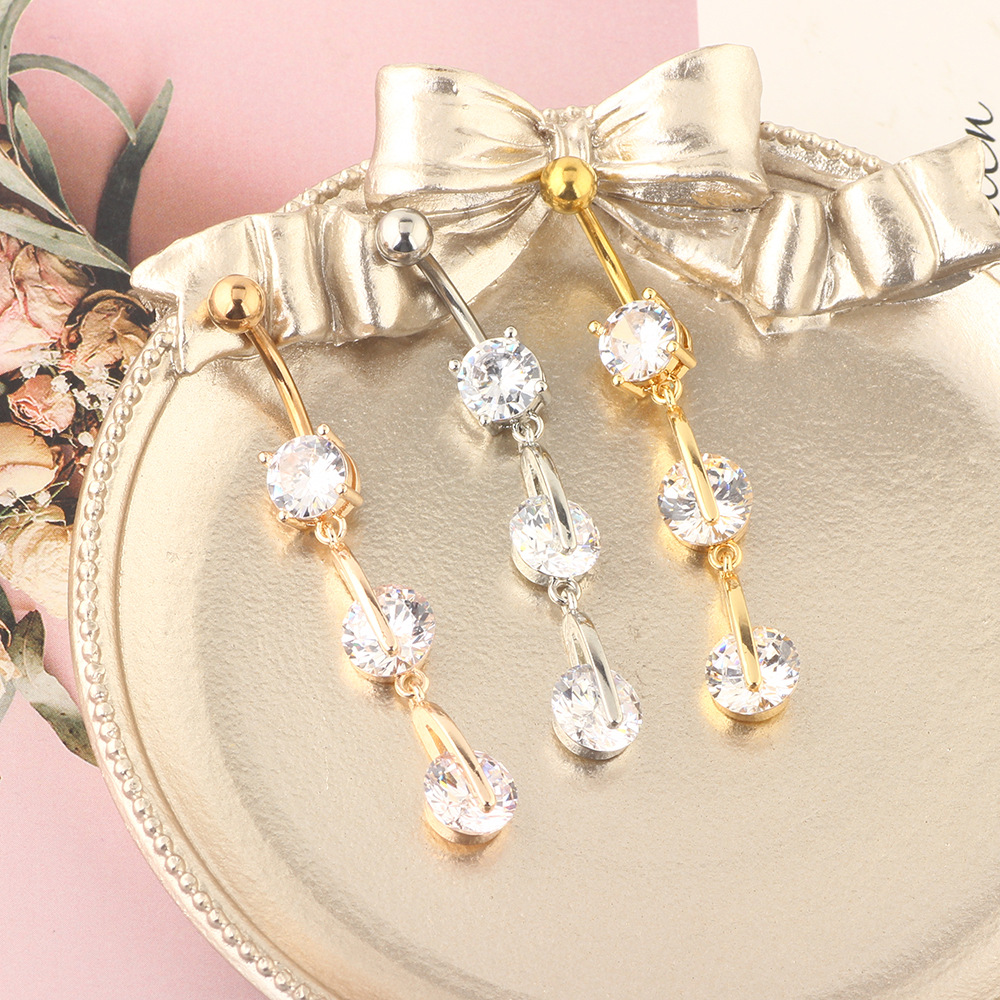 Cartoon Flower Love Zircon Navel Ring 316L Surgical Steel Belly Button Piercing Jewelry - Image 2