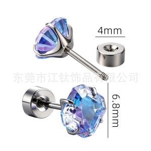 G23 Titanium Square Zircon Ear Stud - Flat Back Cartilage Piercing Jewelry