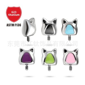 G23 Titanium Faceless Cat Stud Earrings - 1.2x10mm Cartilage Piercing Jewelry
