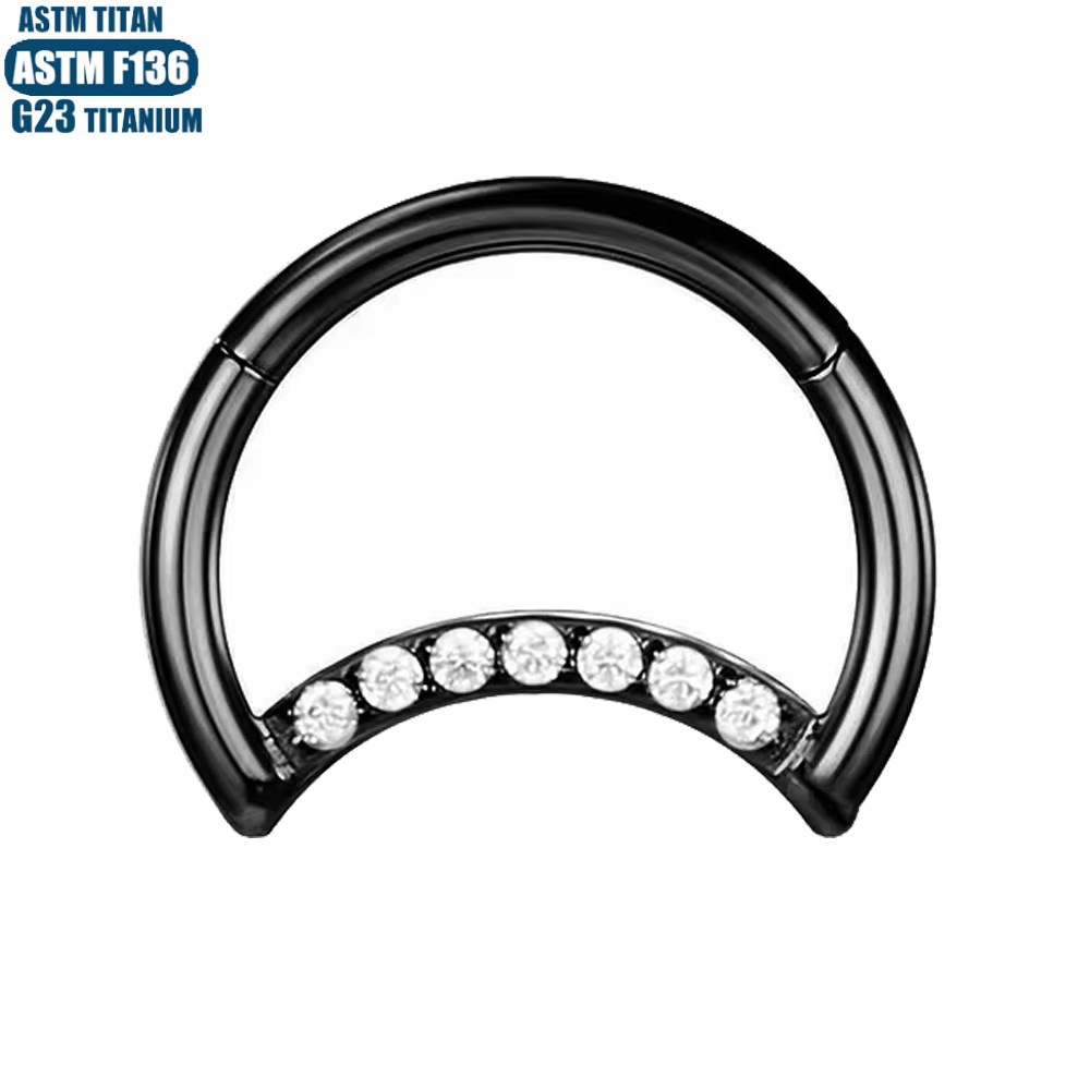 G23 Titanium Alloy Nose Ring Moon Zircon Hinge Septum Ring Seamless Open Ring Ear Ring for Women - Image 4