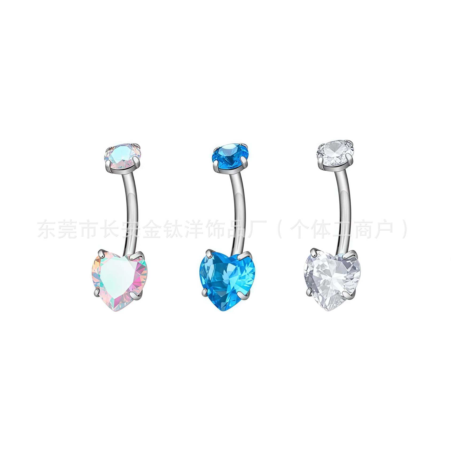 F136 Titanium Heart-Shaped Love Inner Thread Navel Ring Set with 5A Zircon Belly Button Ring G23 Titanium Alloy Piercing Jewelry - Image 2