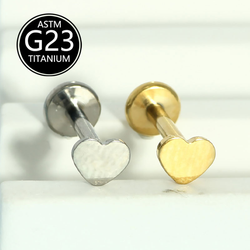 G23 Titanium Lip Piercing Heart Stud Internal Thread 6-10mm Replacement Rod for Piercing Jewelry - Image 5