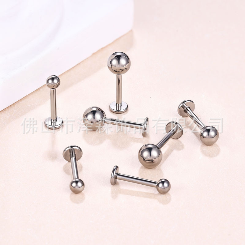 Zesen F136 Titanium Alloy Ear Cartilage Stud - Round Ball Labret Flat Back Lip Piercing Jewelry - Image 2