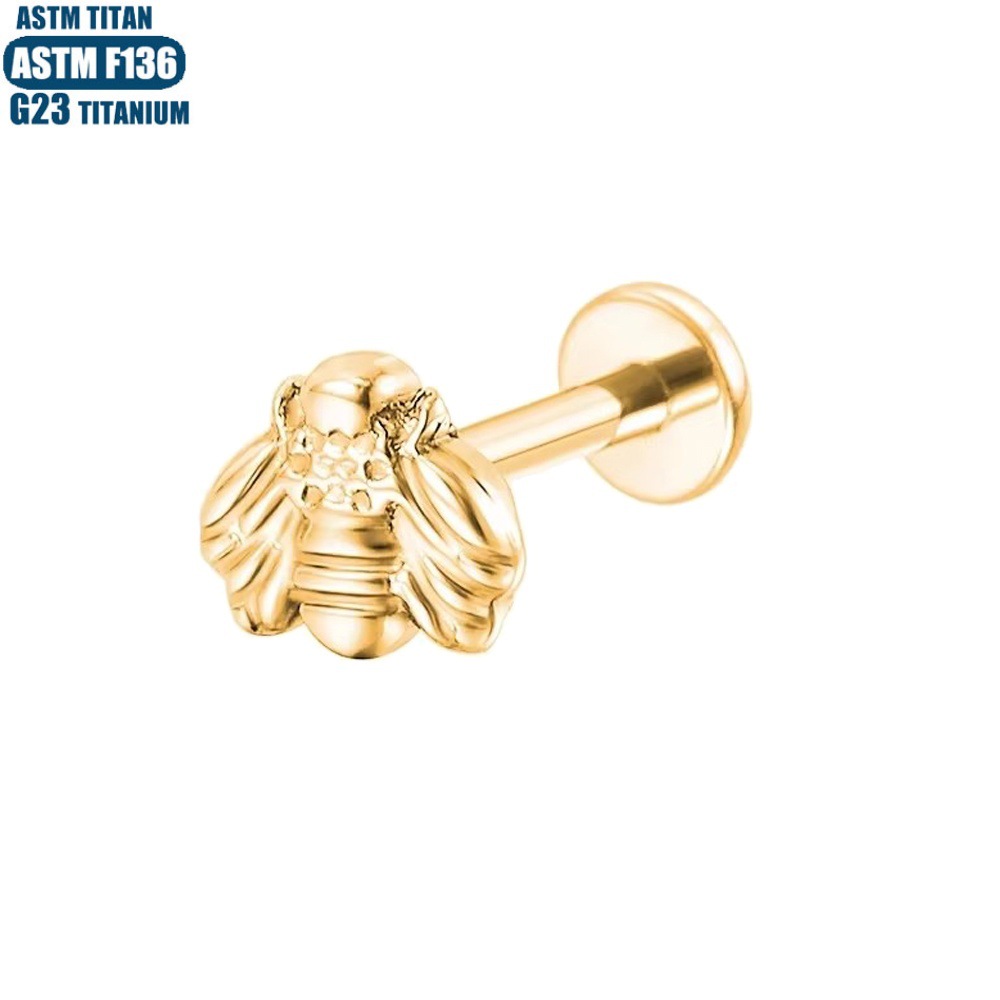 G23 Titanium Bee Lip Ring 16G Labret Stud Inner Thread Body Piercing Jewelry for Women Men Lip Ear - Image 4