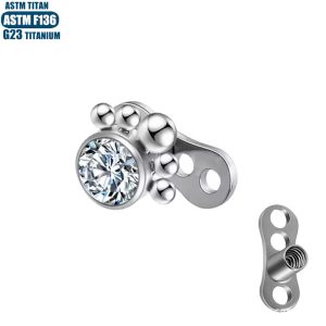 G23 Titanium Diamond Nail Welding Ball Internally Threaded Dermal Anchor Body Piercing Jewelry Clavicle Nail