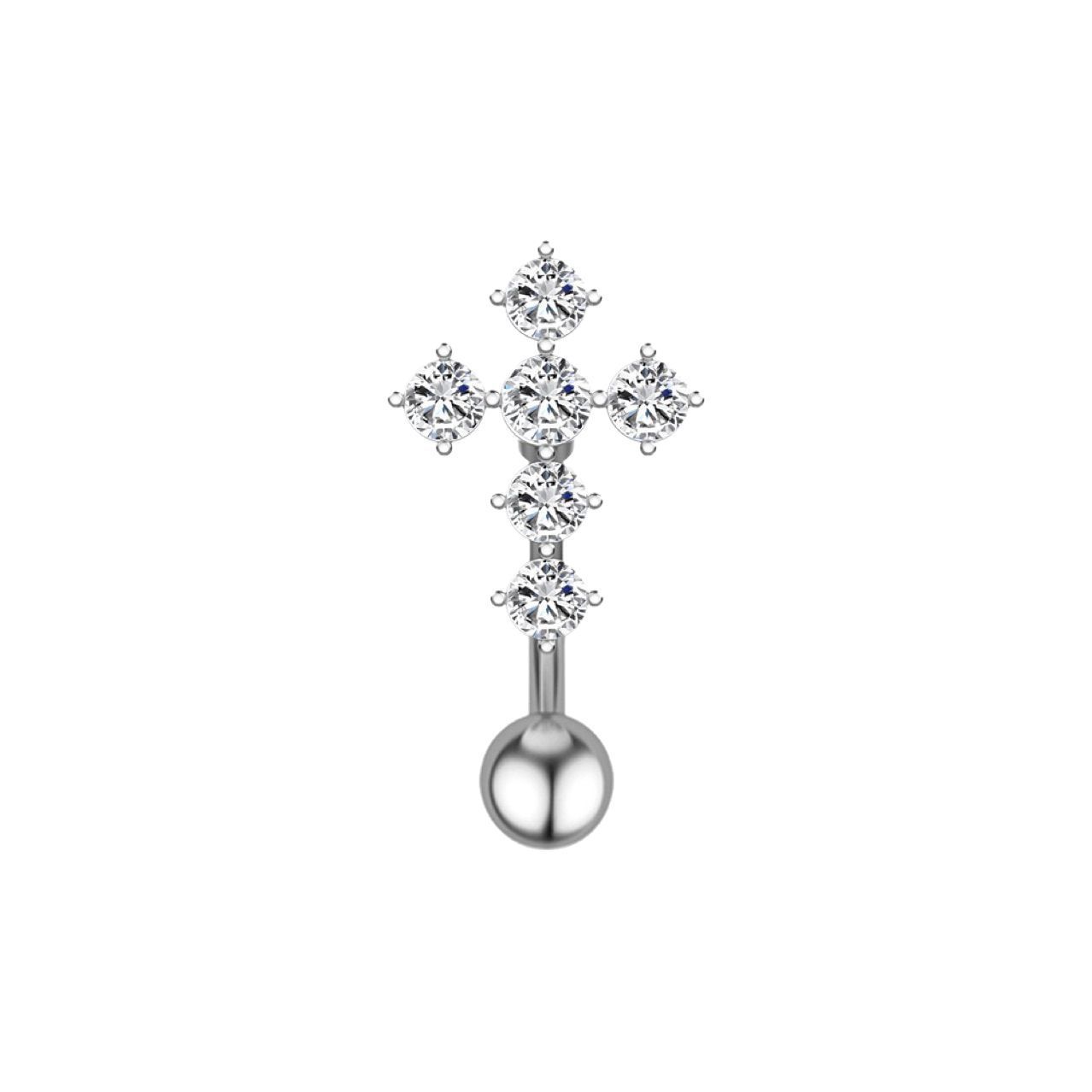 Gold Tone Belly Button Ring with Zircon Cross Design - Fashion Navel Piercing Jewelry - Image 5