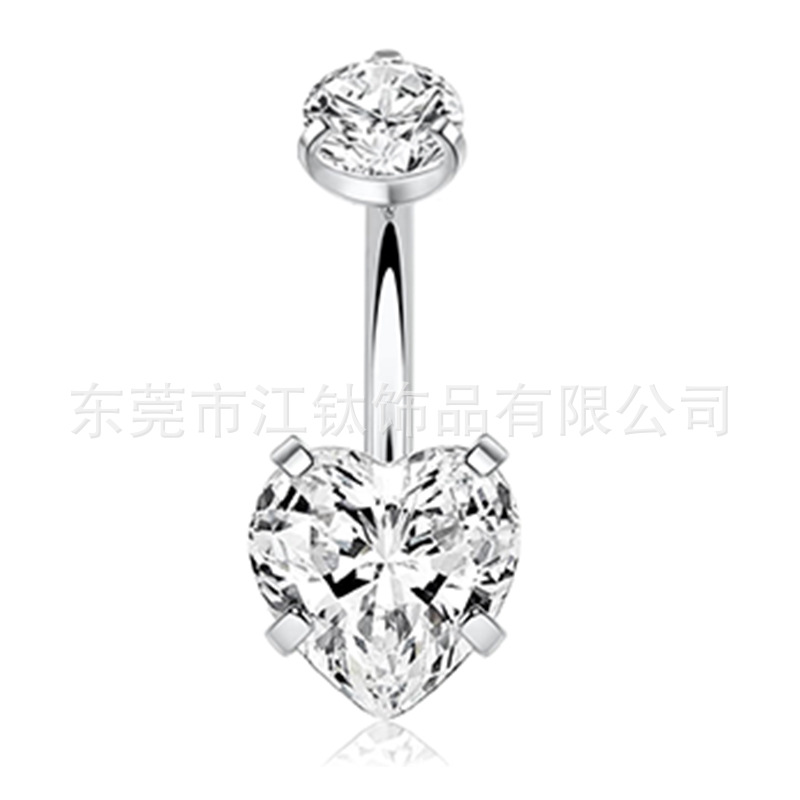 F136 Titanium Heart-Shaped Navel Ring with 5A Zircon - G23 Titanium Alloy Belly Button Jewelry - Image 5