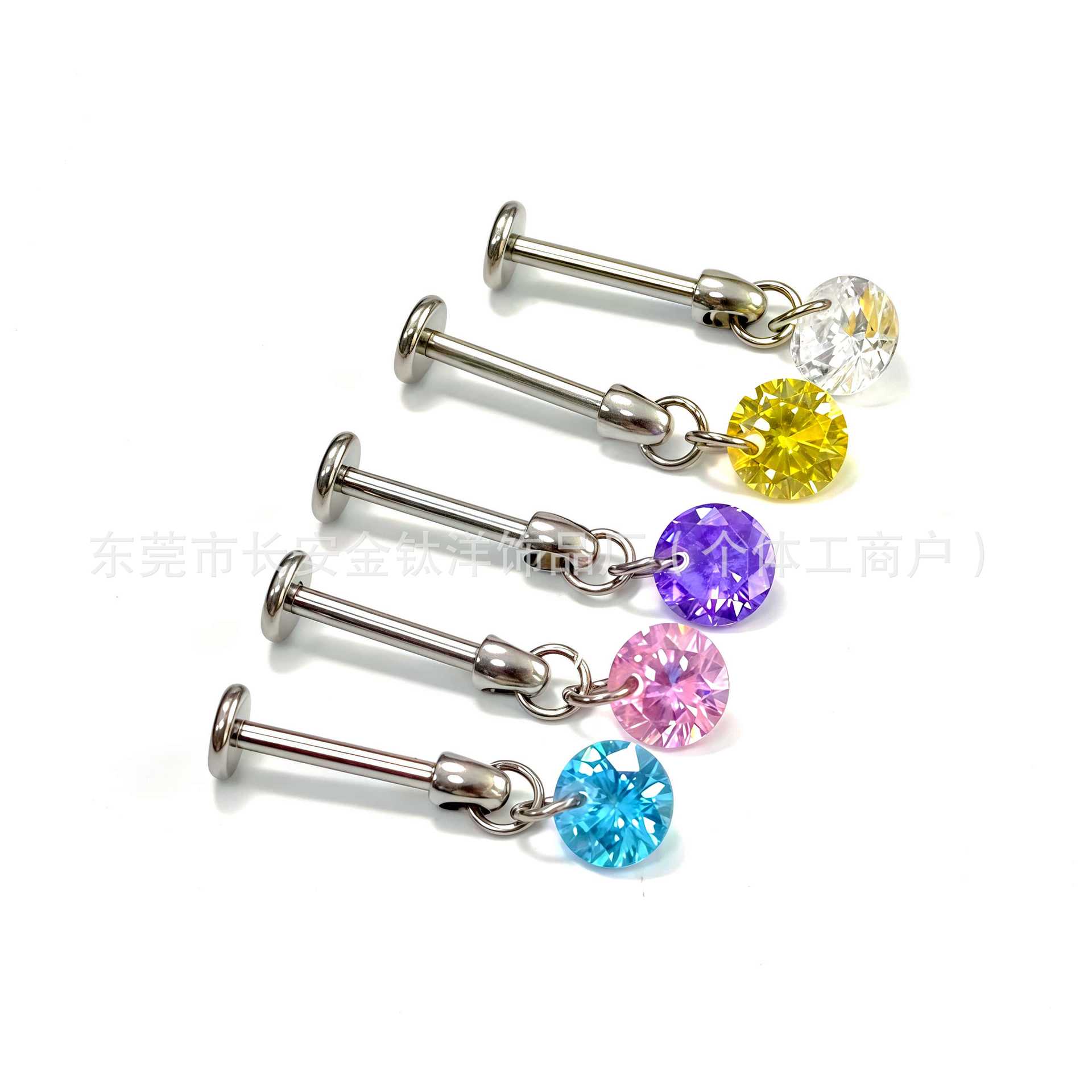 F136 Titanium Round Pendant Ear Bone Stud with Zircon - G23 Titanium Body Piercing Jewelry - Image 5