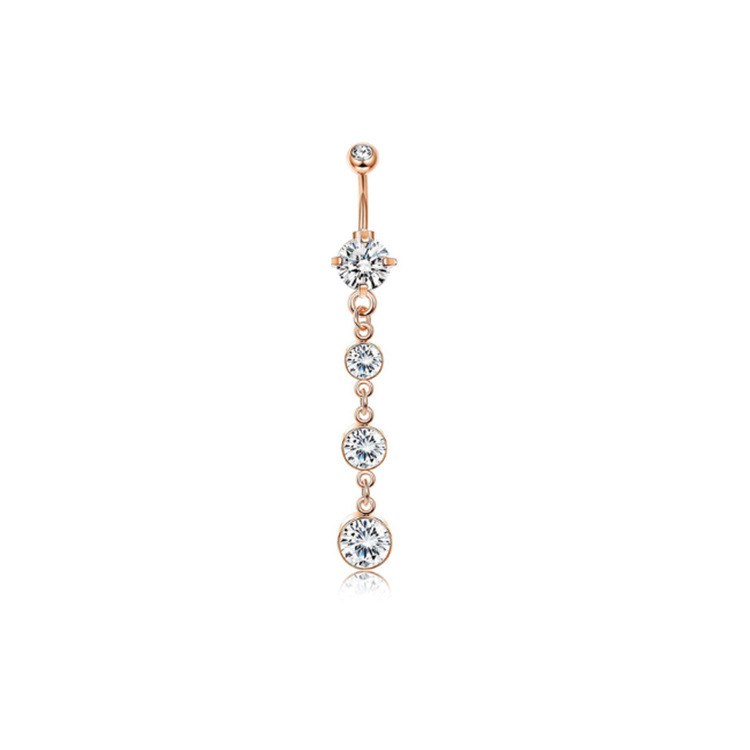 Rose Gold CZ Belly Button Ring 316L Surgical Steel Navel Piercing Jewelry - Image 4
