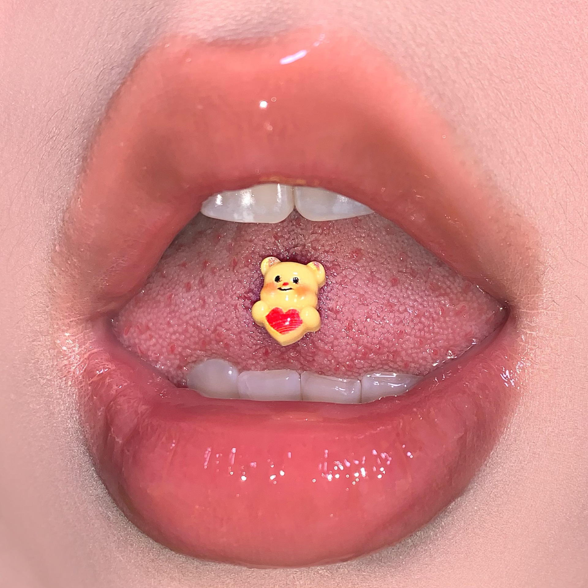 Butter Bear Sweet Tongue Barbell 316L Surgical Steel External Thread Tongue Ring Cute Piercing Jewelry - Image 2