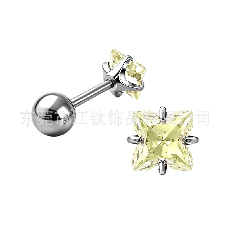 G23 Titanium Lily-Cut Zircon Lip Piercing Nose Stud Ear Stud Body Piercing Jewelry Ear Bone Stud - Image 5