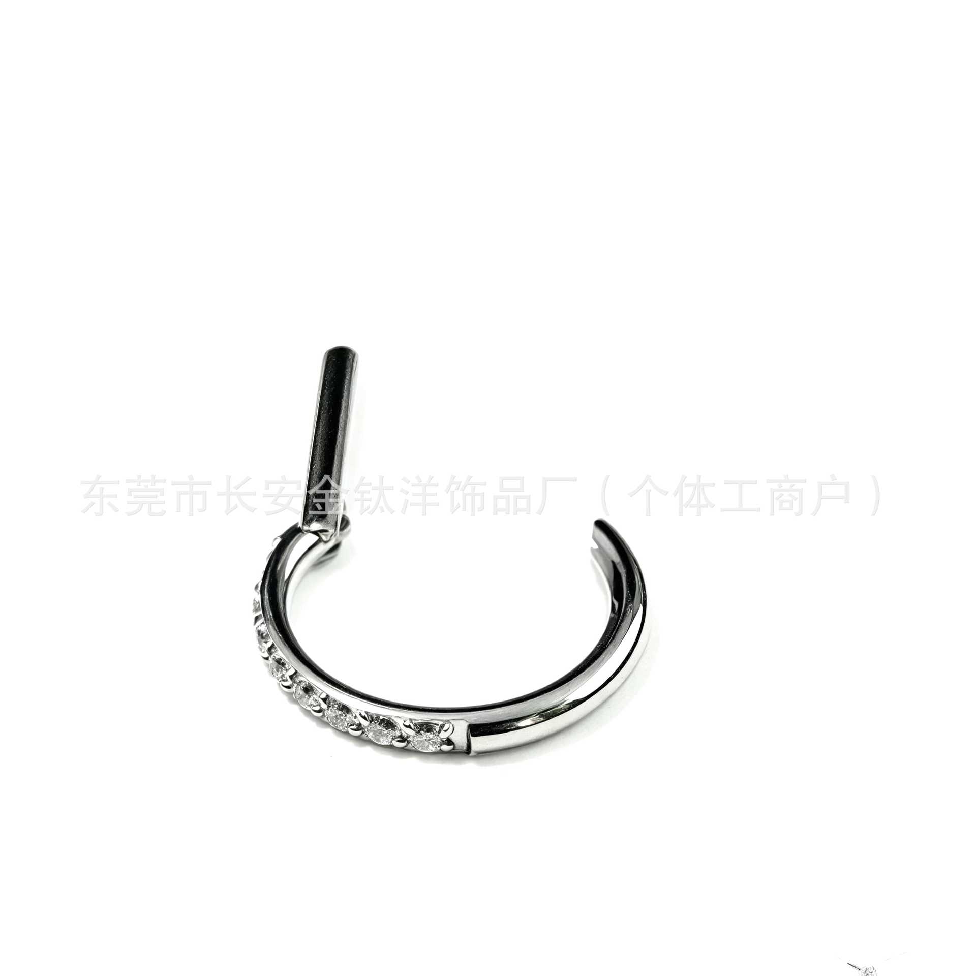 F136 Titanium Half-Set Zircon D-Ring Earrings Nose Ring Lip Ring G23 Titanium Alloy Body Piercing Jewelry - Image 3