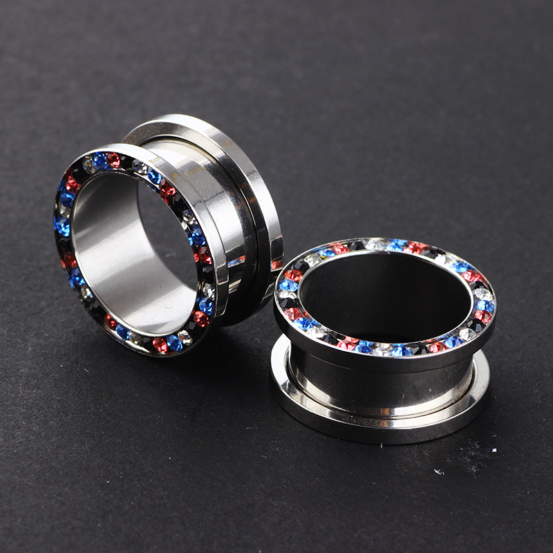 Classic Heart Ear Expansion Stainless Steel Mixed Color Zircon Diamond Ear Plugs Jewelry 16mm - Image 4