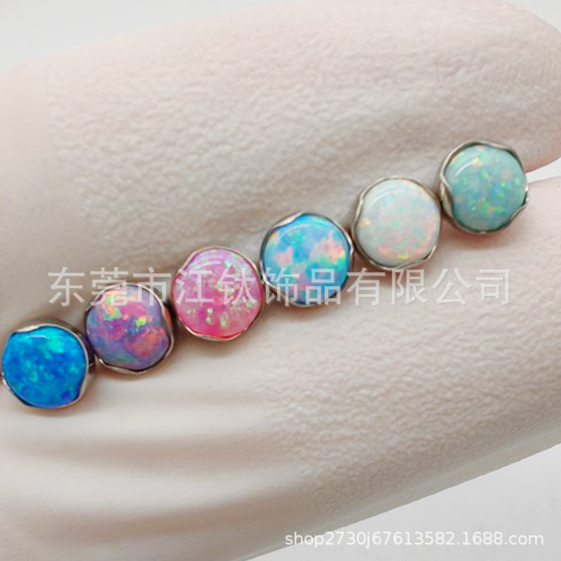 G23 Titanium Opal Lip Nail Navel Nail Tongue Nail Piercing Jewelry JT233 - Image 3