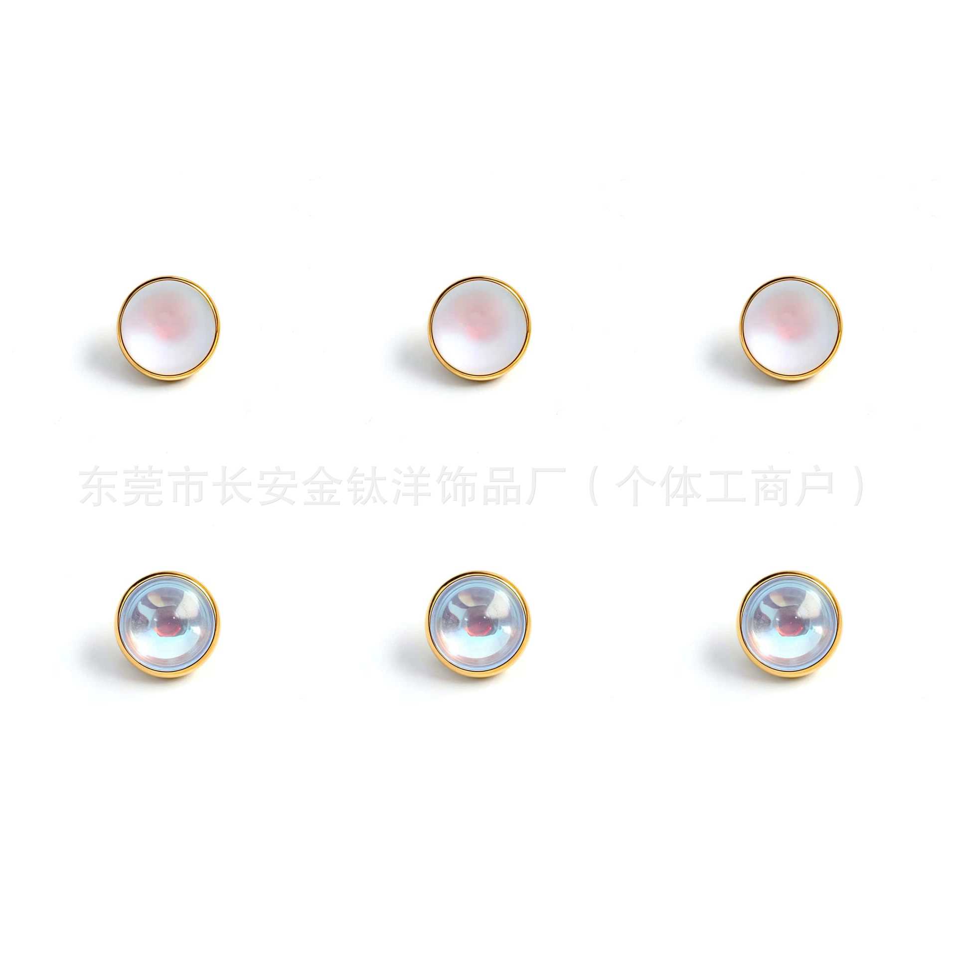 F136 Titanium 18K Gold-Plated Frosted Moonlight Opal Lip Stud Tongue Stud Ear Stud G23 Titanium Alloy Piercing Jewelry - Image 5