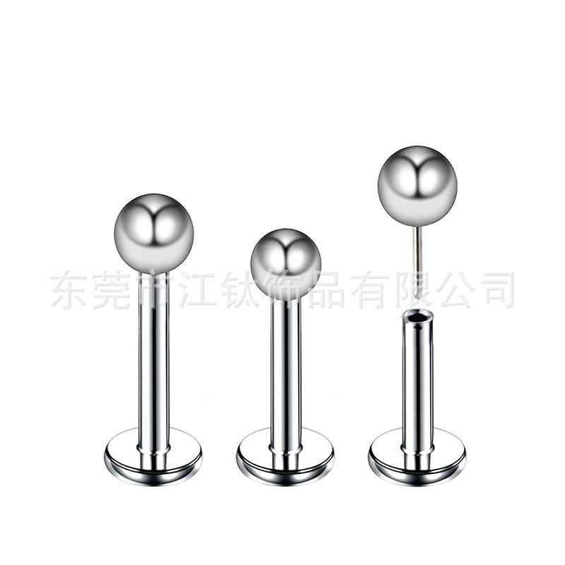 F136 Titanium Ear Stud Pin Ball Plug-In Ear Bone Nails Body Piercing Jewelry G23 Titanium Alloy - Image 2