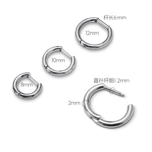 F136 Titanium Alloy Straight Pin Earrings G23 Titanium Ear Buckle Plain Ring D-Shaped Ear Stud