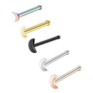 Straight Barbell Stainless Steel Nose Nail Moon Shape Body Piercing Jewelry Wholesale Lip Eyebrow