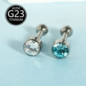 G23 Titanium Alloy Sparkling Zircon Labret Stud, Lip Piercing Jewelry, Nose Nail, Ear Bone Nail, Single Sale
