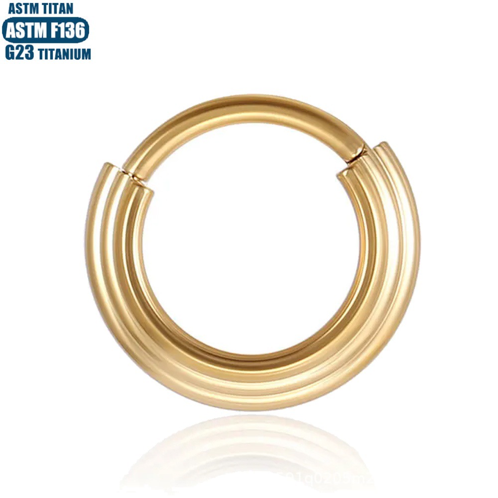 F136 Titanium Alloy 3-Layer Stacked Seamless Hoop Nose Ring Septum Earring Conch - Image 3
