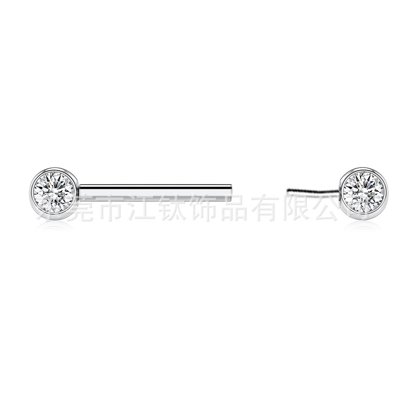 G23 Titanium Rolling Ring Pin Package Drill Zircon Ball Body Piercing Jewelry - Jiang Ti - Image 3