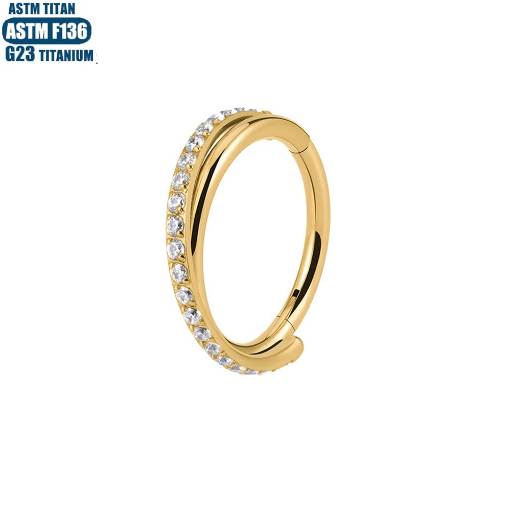 F136 Titanium Nose Ring Cross Zircon Seamless Open Ring Septum Ear Piercing Jewelry - Image 2