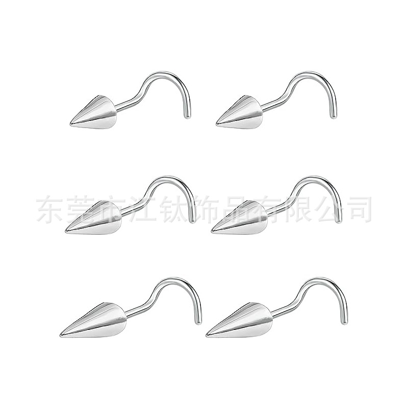 F136 Titanium Sharp Cone Nose Stud S-L Bend L-Pin Nose Piercing Jewelry G23 Titanium Alloy Body Jewelry - Image 3
