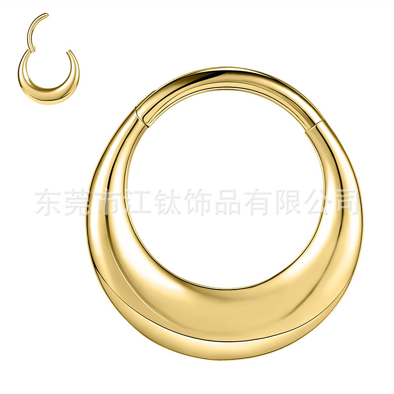 G23 Titanium F136 Seamless Crescent Ring Septum Nose Ring Earring - 1.2mm x 10mm Gold - Image 5