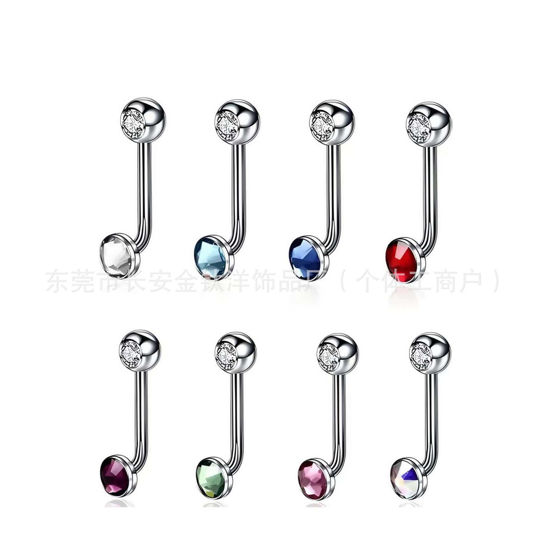 14g Czech Diamond L-Shaped Navel Ring F136 Titanium Belly Button Piercing Jewelry - G23 Titanium Alloy - Image 5