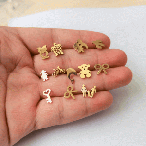 G23 Titanium Alloy Gold Plated Fashion Ear Stud with Butterfly Back Silicone Thread Ball 18K Gold Plated